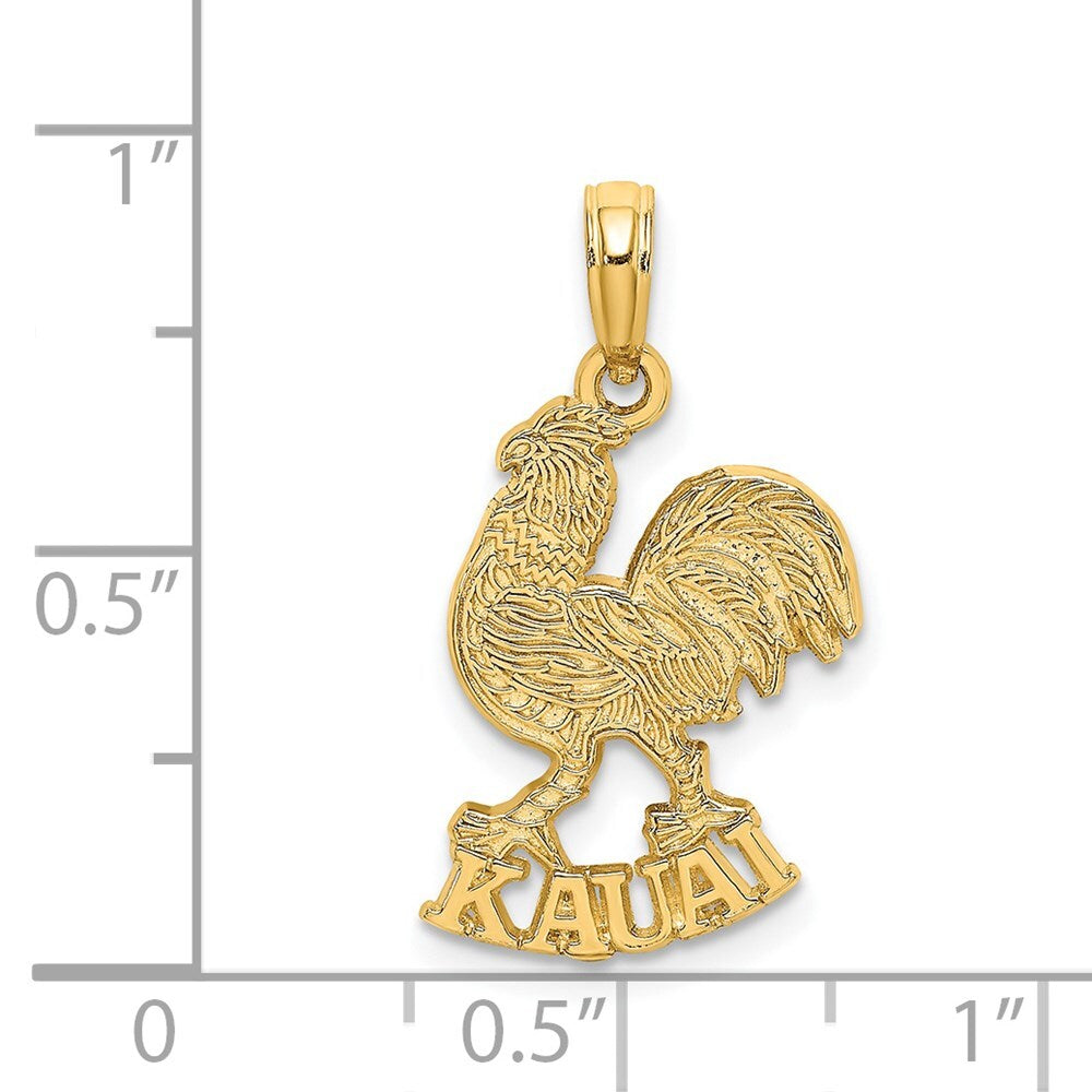 14k Yellow Gold KAUAI Rooster Charm Pendant for Women