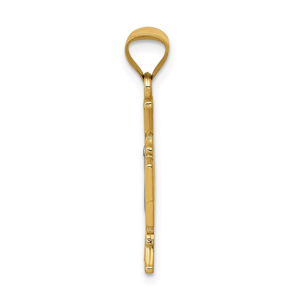 14k Yellow Gold Rhodium St. Benedict Semi-solid Pendant