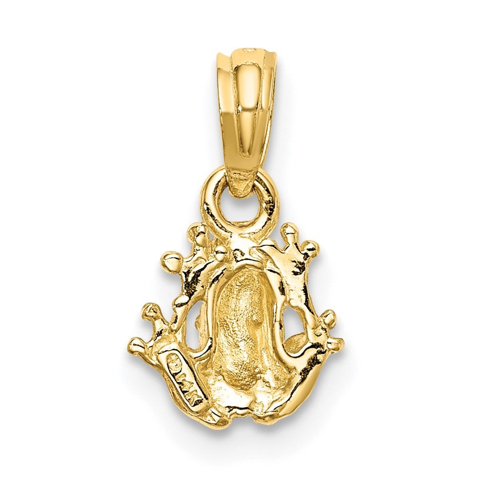 14k Yellow Gold 2-D Textured Miniature Frog Charm