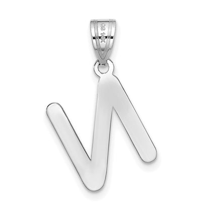 14k White Gold Polished Bubble Letter N Initial Pendant for Women