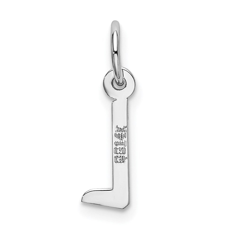 14k White Gold Small Slanted Block Letter L Initial Charm Pendant for Women