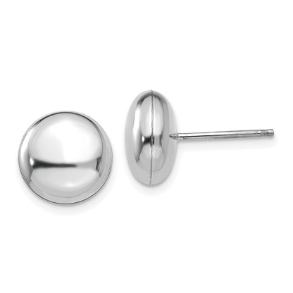 14k White Polished 10.5mm Button Stud Earrings