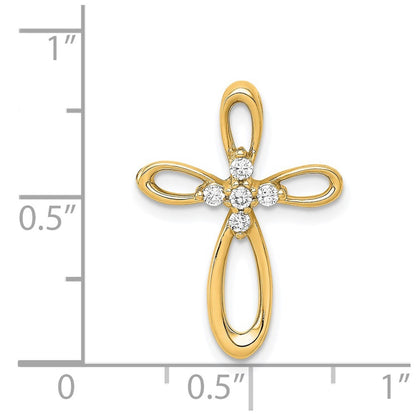 14k Yellow Gold 1/10ct. Diamond Cross Chain Slide