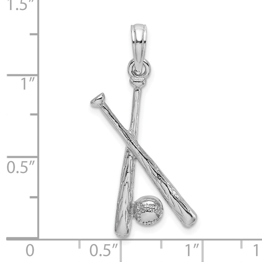 14k White Gold 2-D Baseball Charm Pendant for Women