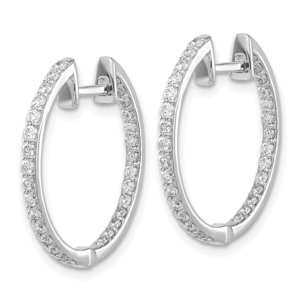 14k White Gold Diamond In/Out Hinged Hoop Earrings