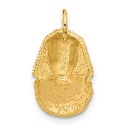14k Yellow Gold Satin Diamond-Cut King Tut Charm Pendant for Women