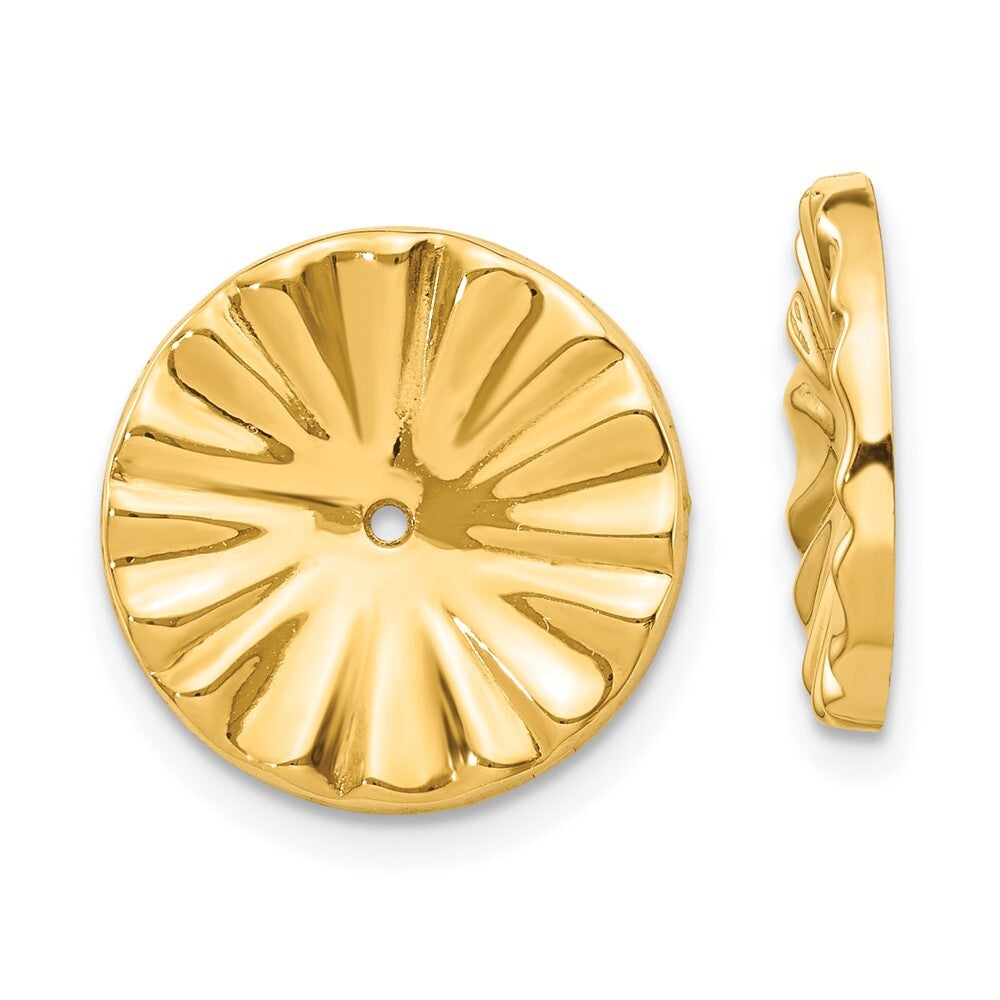 14k Yellow Gold Polished Sunburst Earring Jackets Gift for Women