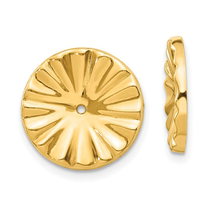 14k Yellow Gold Polished Sunburst Earring Jackets Gift for Women