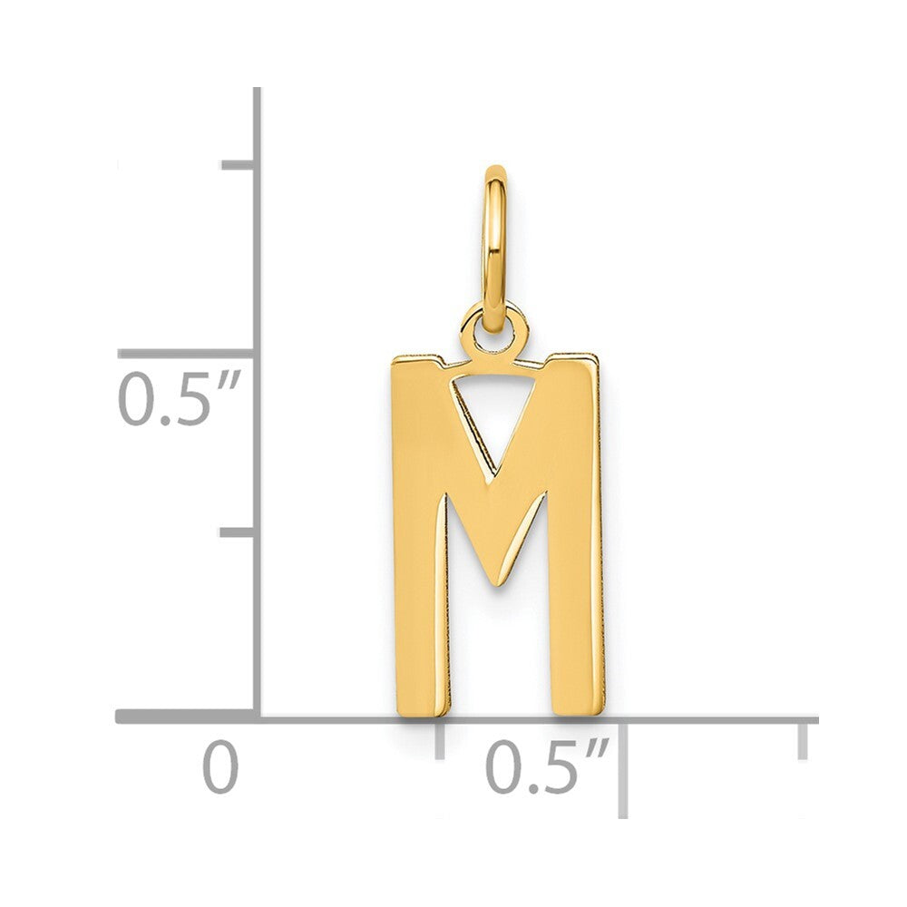 14k Yellow Gold Letter M Initial Pendant for Women