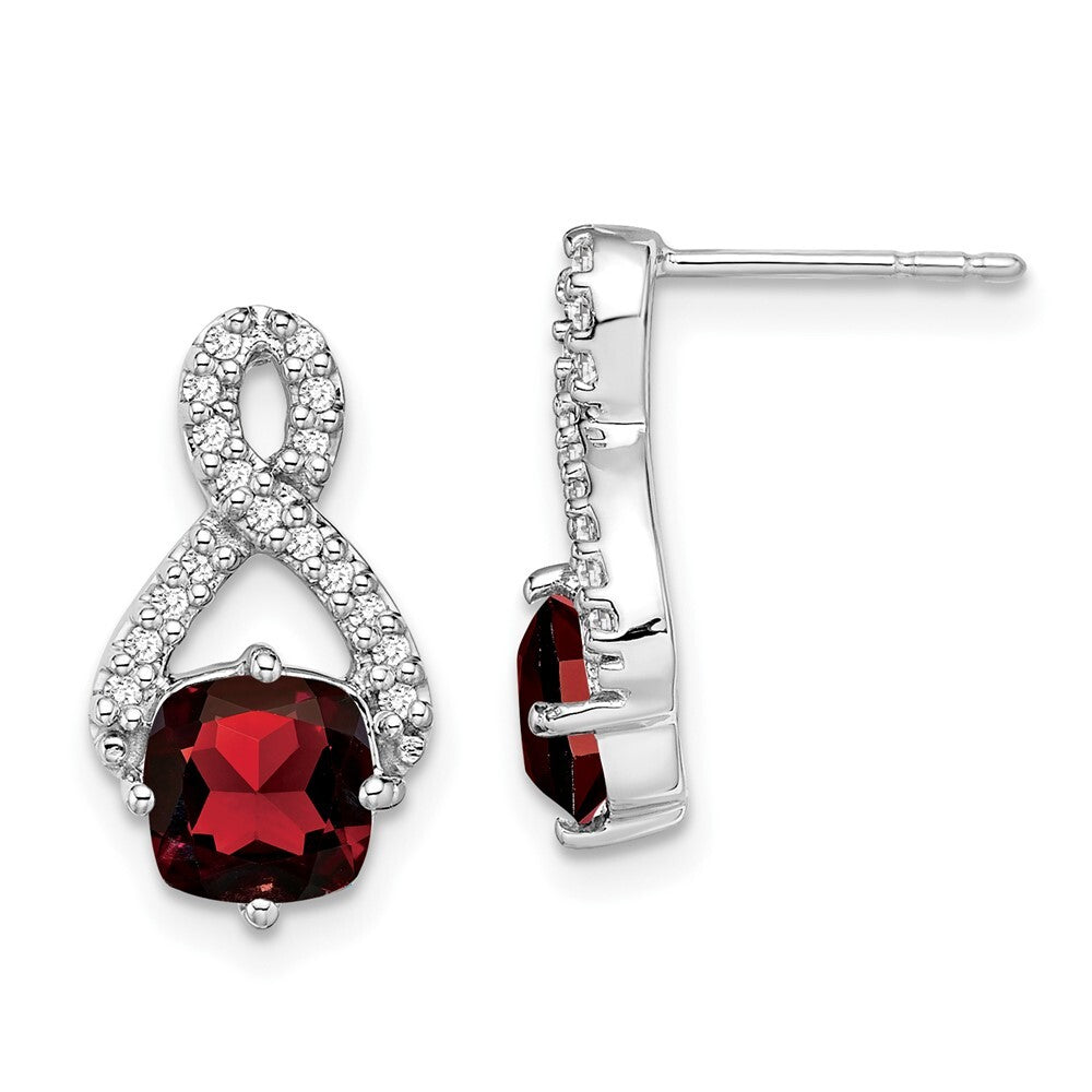 14k White Gold Garnet and Diamond Drop & Dangle Earrings