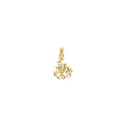 14k Yellow Gold Textured Mini Sea Turtle and Kelp Charm