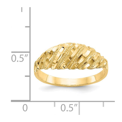 14K Yellow Gold Diamond-Cut Dome Ring