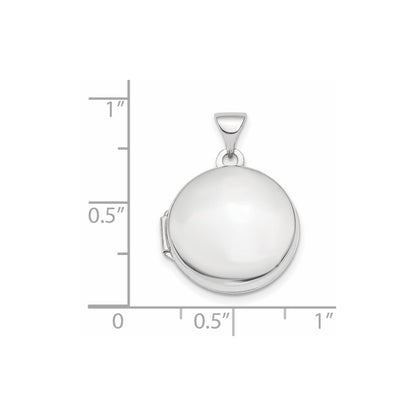 14k White Gold Polished Domed 16mm Round Locket Pendant for Women