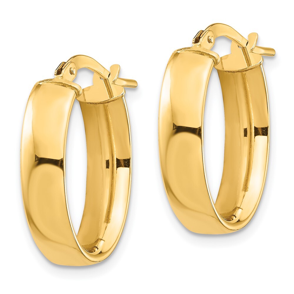 14k Yellow Gold High Polished 5mm Oval Hoop Earrings Gift for Women