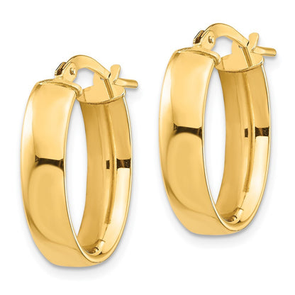 14k Yellow Gold High Polished 5mm Oval Hoop Earrings Gift for Women