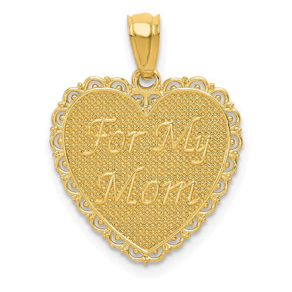 14k Yellow Gold Reversible FOR MY MOM/ Thanks For Everything Pendant