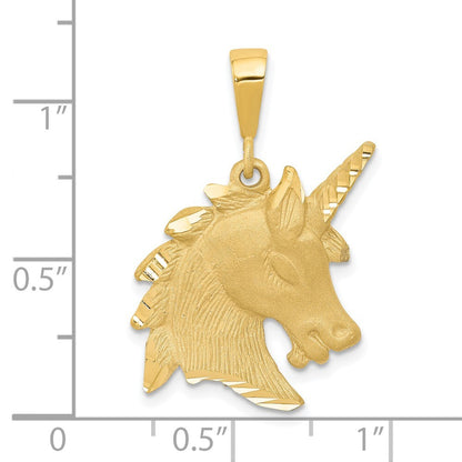 14k Yellow Gold Unicorn Head Charm