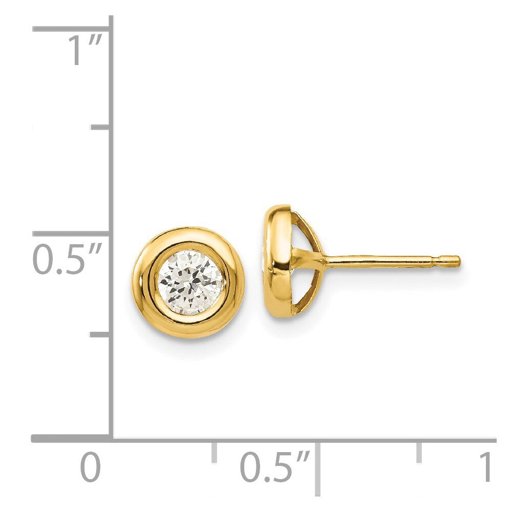 14k Yellow Gold Polished Cubic Zirconia Fancy Stud Earrings