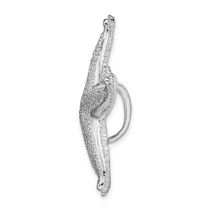 Sterling Silver Rhodium-Plated Polished and Textured Starfish Slide