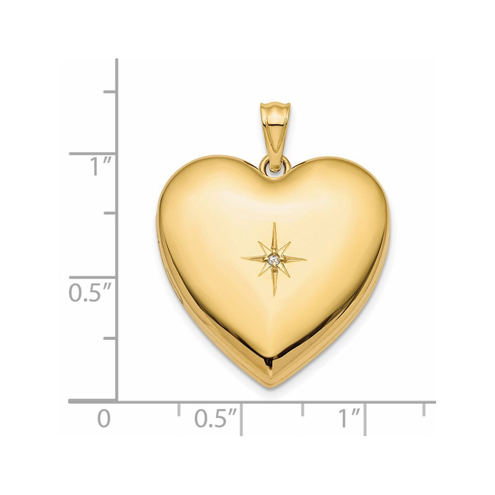 14k Yellow Gold Diamond Star Ash Holder 24mm Heart Locket