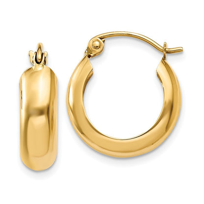 14k Yellow Gold Polished 4.75mm Round Hoop Earrings Gift for Women