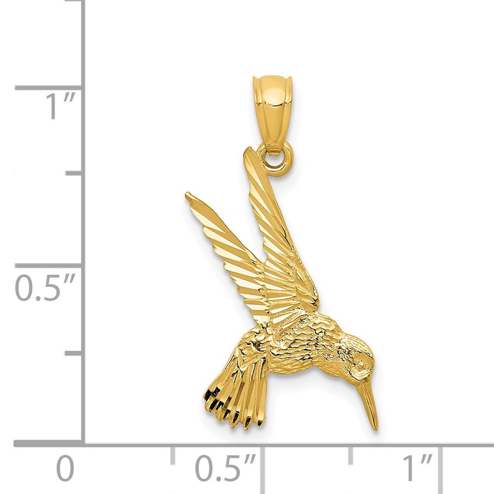 14k Yellow Gold Hummingbird Pendant for Women