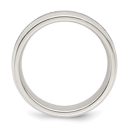 Sterling Silver 6mm Polished Flat Grooved Beveled Edge Fancy Band Size 11