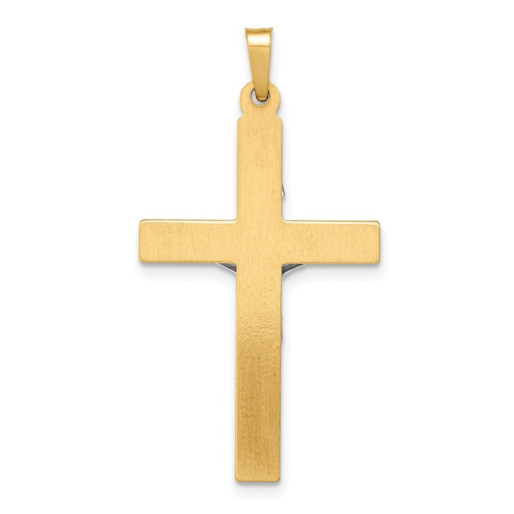 14k Two-tone Gold INRI Hollow Crucifix Pendant for Women