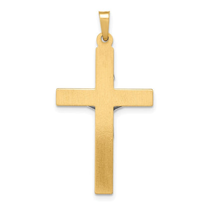 14k Two-tone Gold INRI Hollow Crucifix Pendant for Women