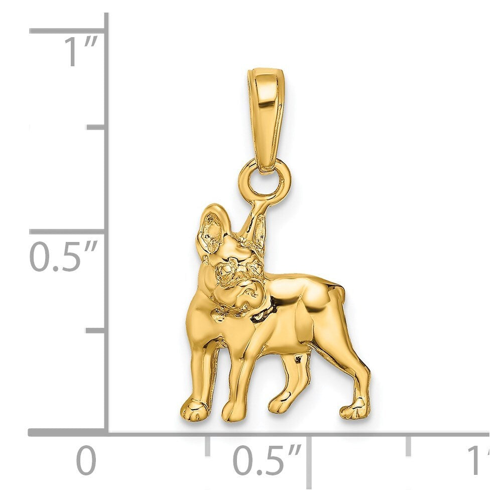 14k Yellow Gold Boston Terrier Dog Pendant for Women