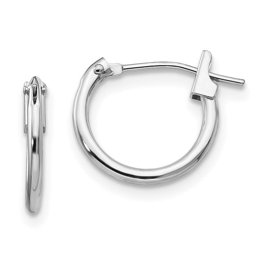 14k White Gold 1.25mm Hoop Earrings Gift for Women