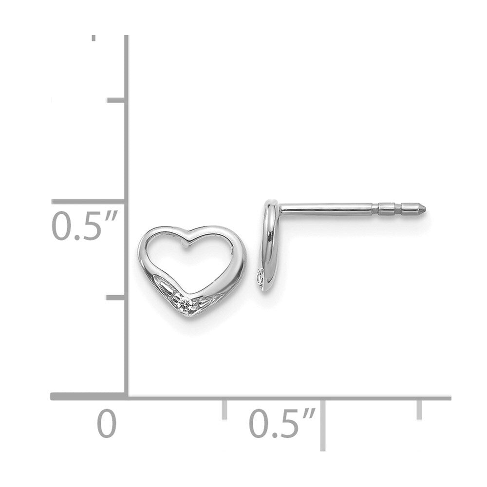14k White Gold Diamond Heart Stud Earrings Gift for Women