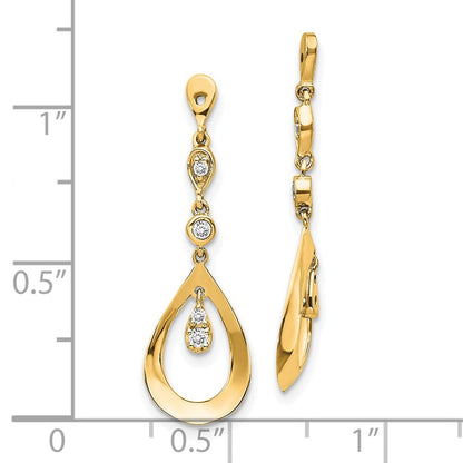 14k Yellow Gold Teardrop Dangle Diamond Earring Jackets