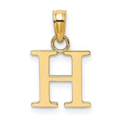 14k Yellow Gold Polished Block Letter H Initial Pendant for Women
