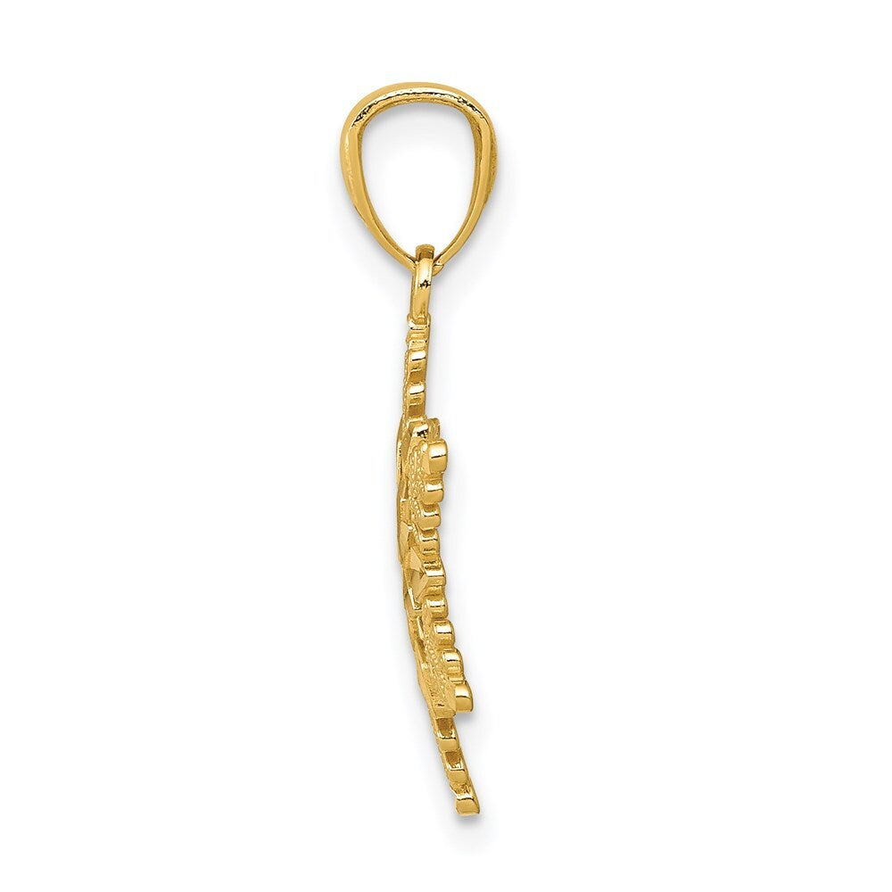 14k Yellow Gold Diamond-cut Polished Snowflake Pendant for Women