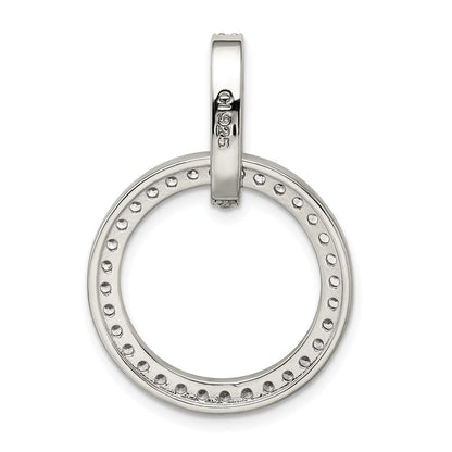 Sterling Silver Rhodium-plated Cubic Zirconia Circle Pendant