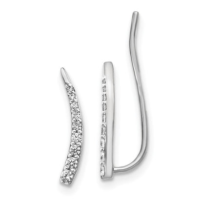 14k White Gold Diamond Ear Climber Stud Earrings Gift for Women
