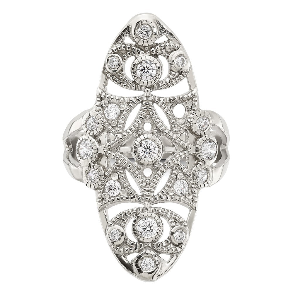 Sterling Silver Polished Fancy CZ Ring Size 8
