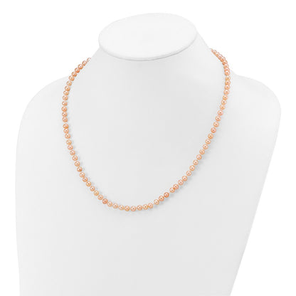 14k Yellow Gold 4-5mm Pink Near-Round Freshwater Cultured Pearl 18 inch Necklace
