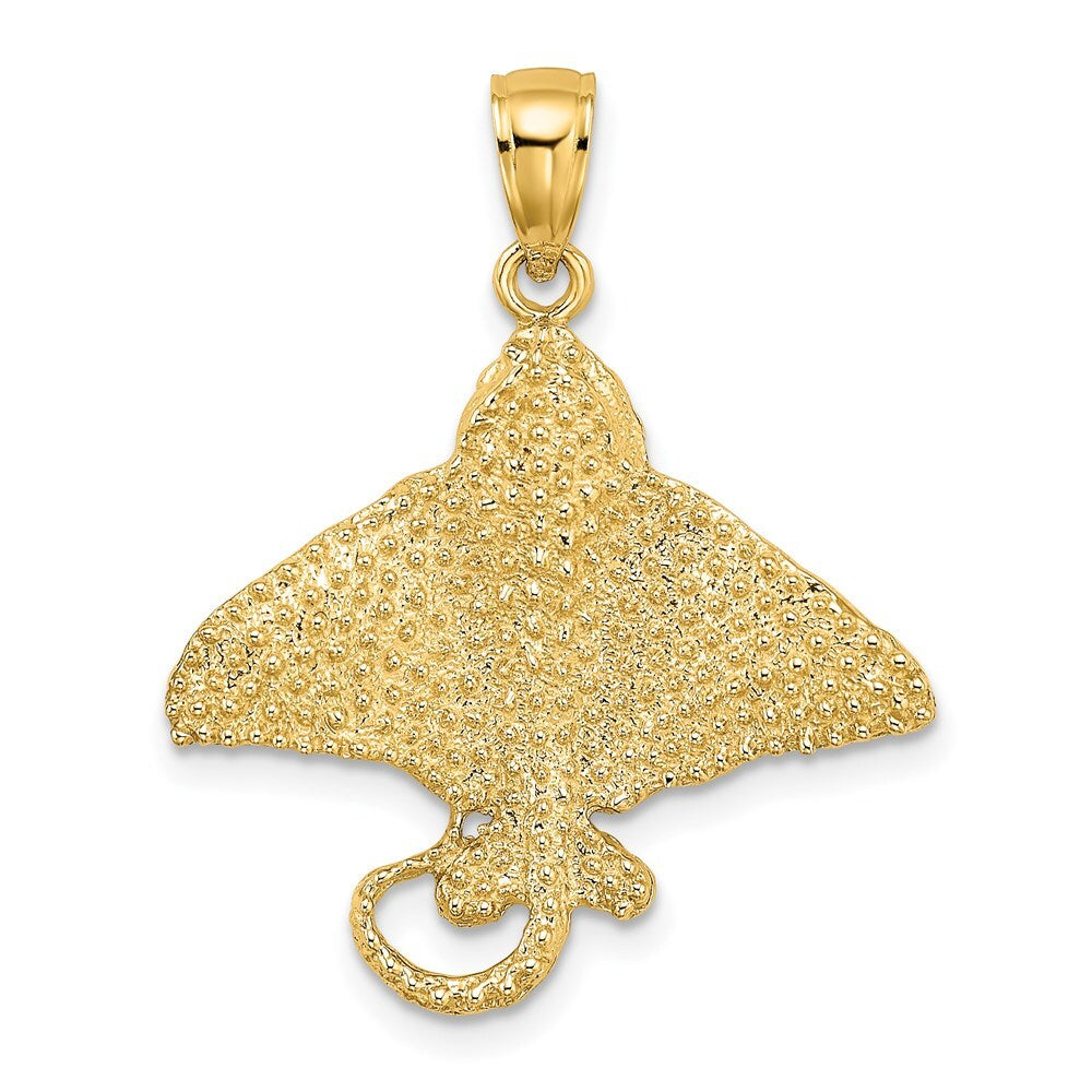14k Yellow Gold Textured Spotted Eagle Ray Charm Pendant for Women