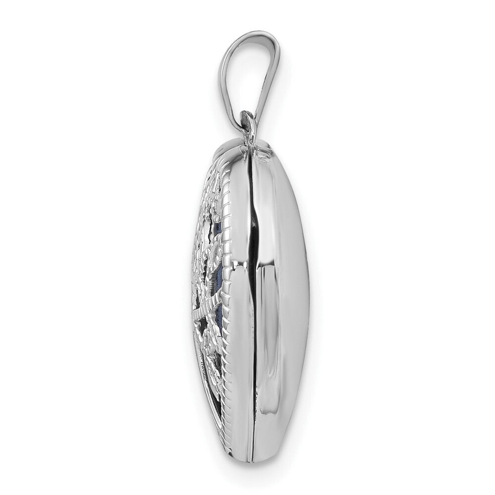 14k White Gold 18mm Tree Heart Locket Pendant for Women