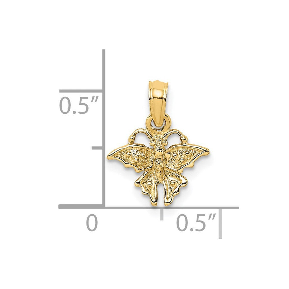 14k Yellow Gold Textured Mini Butterfly Charm