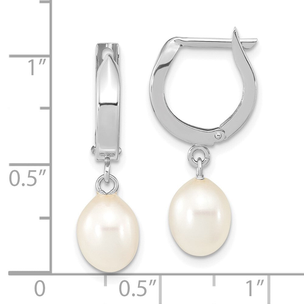 14k Gold 6-7mm Teardrop Freshwater Cultured Pearl Hoop Dangle Earrings