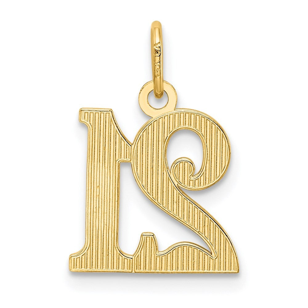 14k Yellow Gold Diamond-cut 21 Pendant