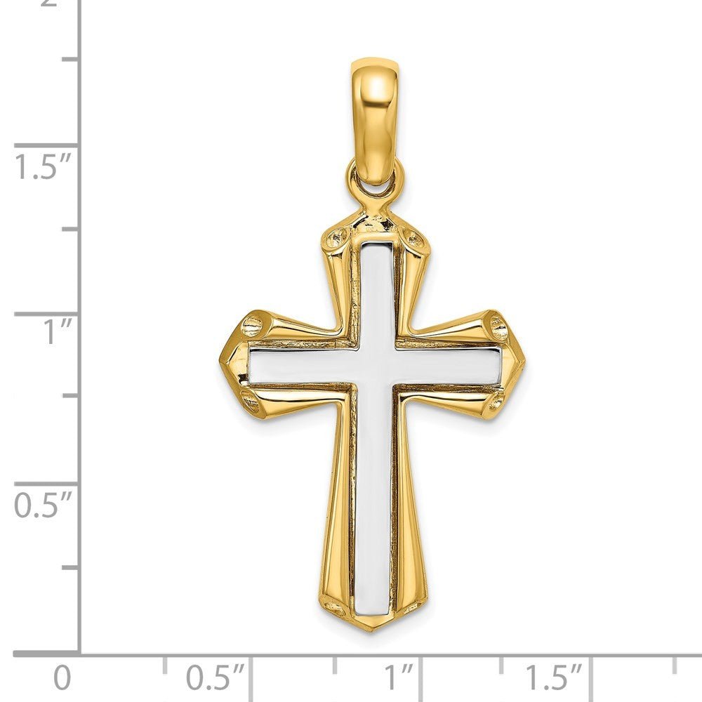 14K Two-Tone Gold Polished Cross Charm
