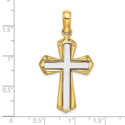 14K Two-Tone Gold Polished Cross Charm