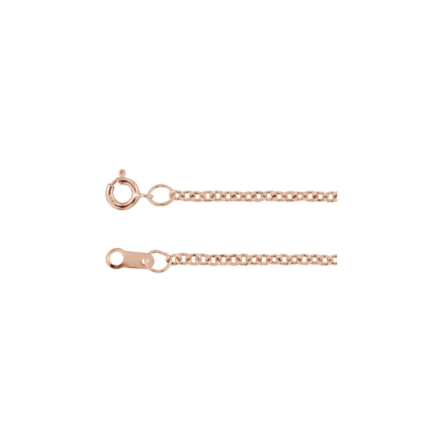 14k Rose Gold 1.5 mm Cable 20" Chain Necklace Fine Gift for Women