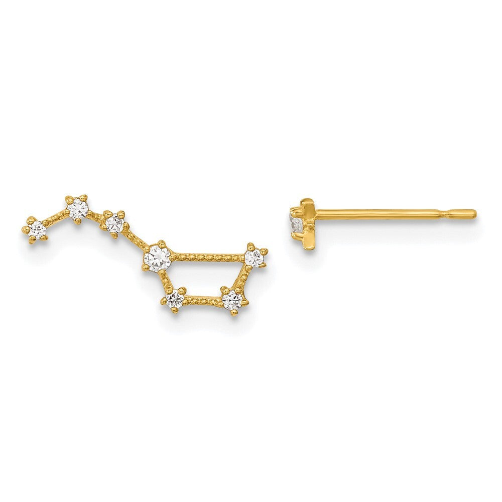 14k Yellow Gold Childrens Cubic Zirconia 1 Star & 1 Little Dipper Stud Earrings