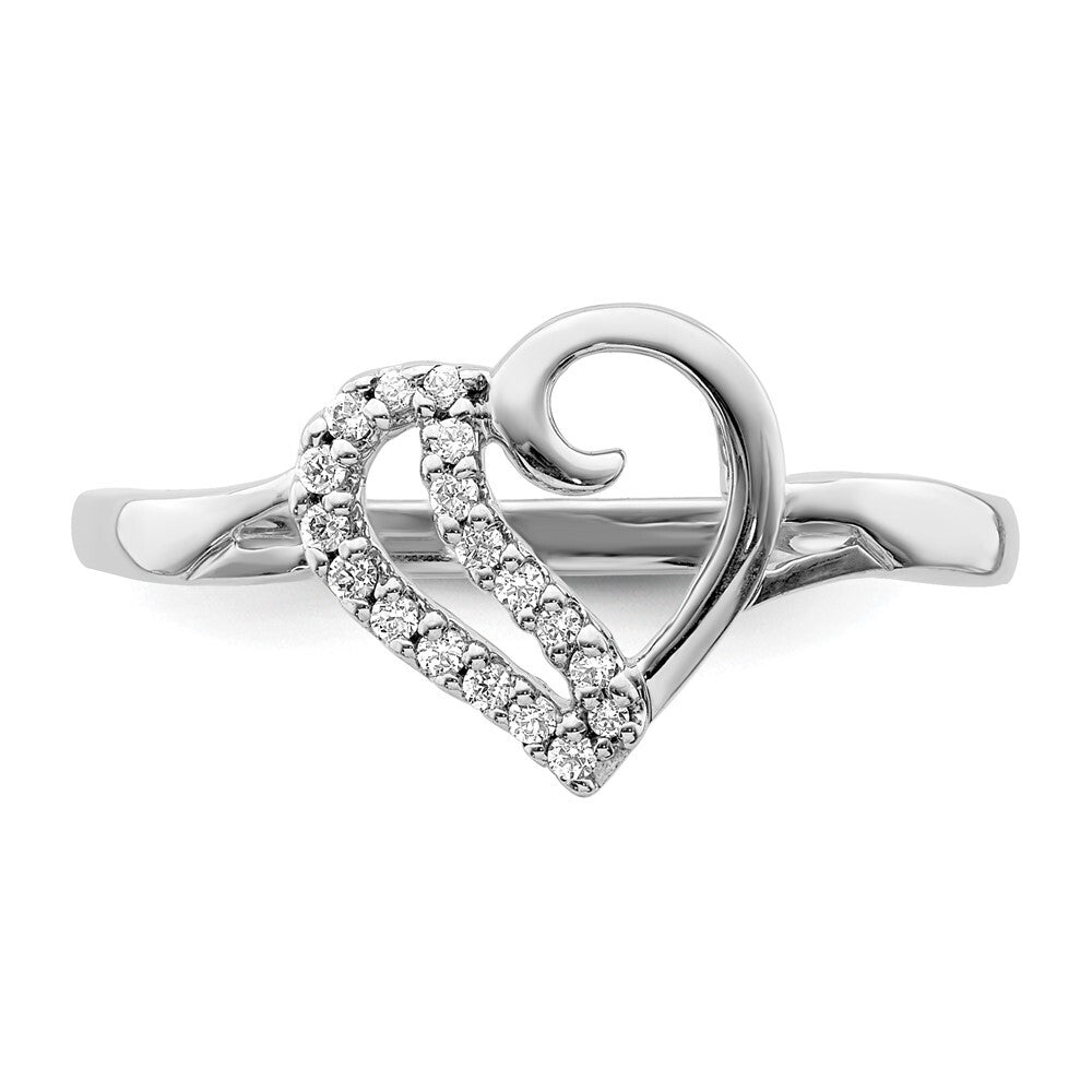 14k White Gold Diamond Heart Ring Size 6