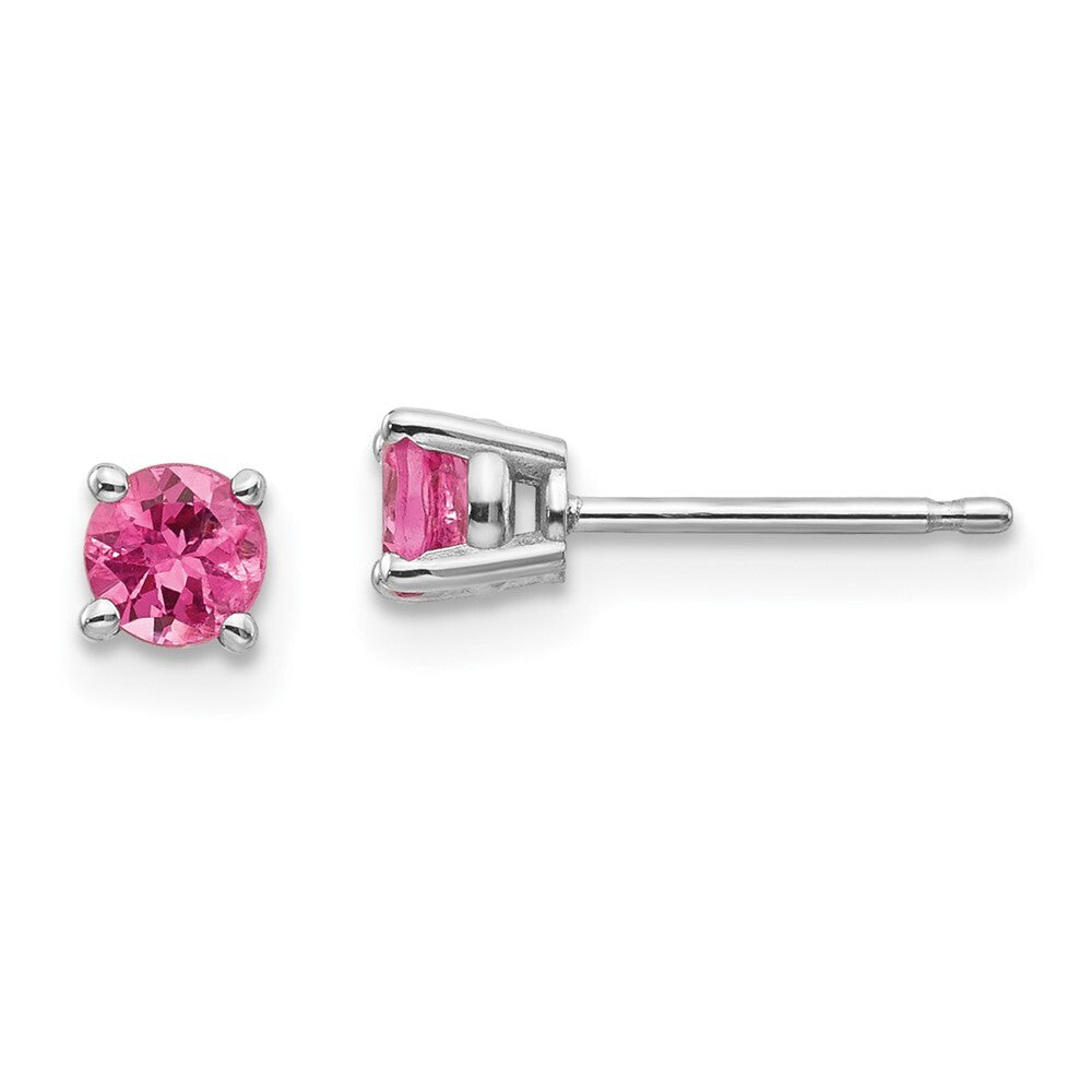 14k White Gold Pink Spinel Stud Earrings Gift for Women